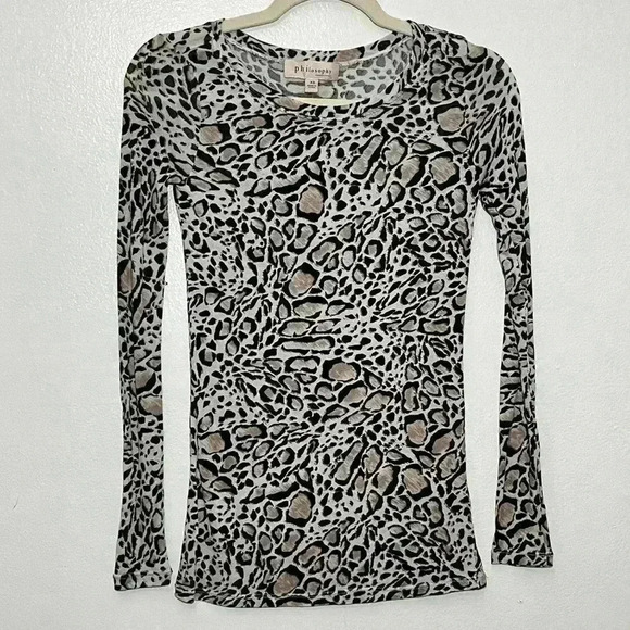 NWT PHILOSOPHY Cheetah Print Long Sleeve Top | Size XS - Picture 1 of 5